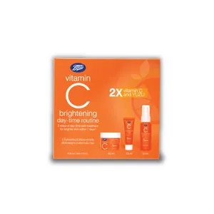Boots Vitamin C Brightening Day Time Routine Set (Brightening Intensive Serum 30ml, Brightening Eye Gel 15ml & Brightening Moisturising Cream 50ml)